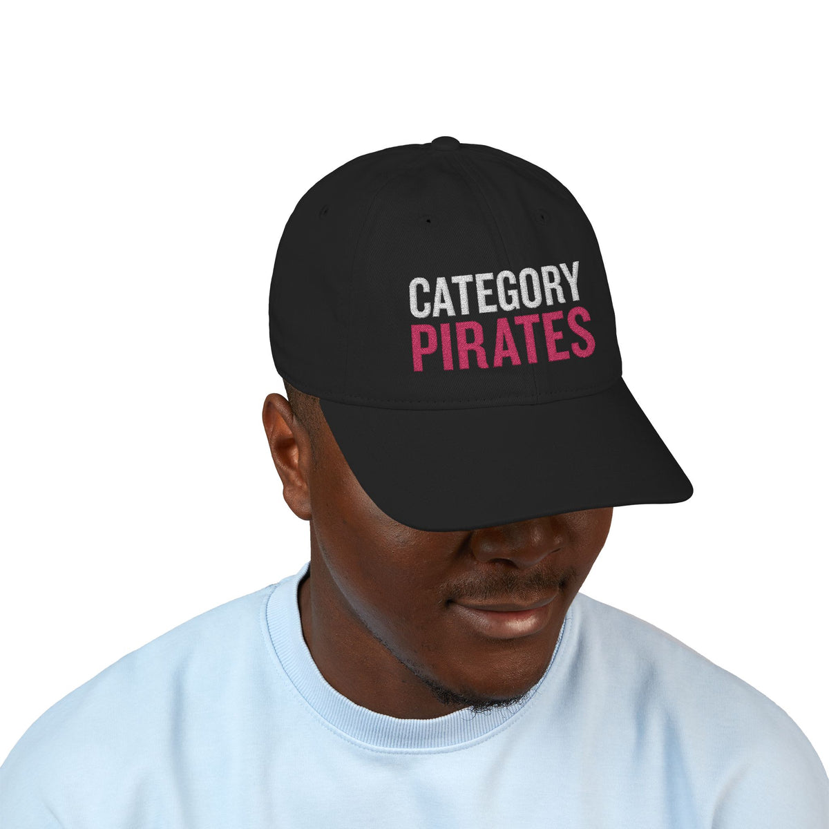 Pirate Skull Baseball Cap – Embroidered "Category Pirates" Organic Hat