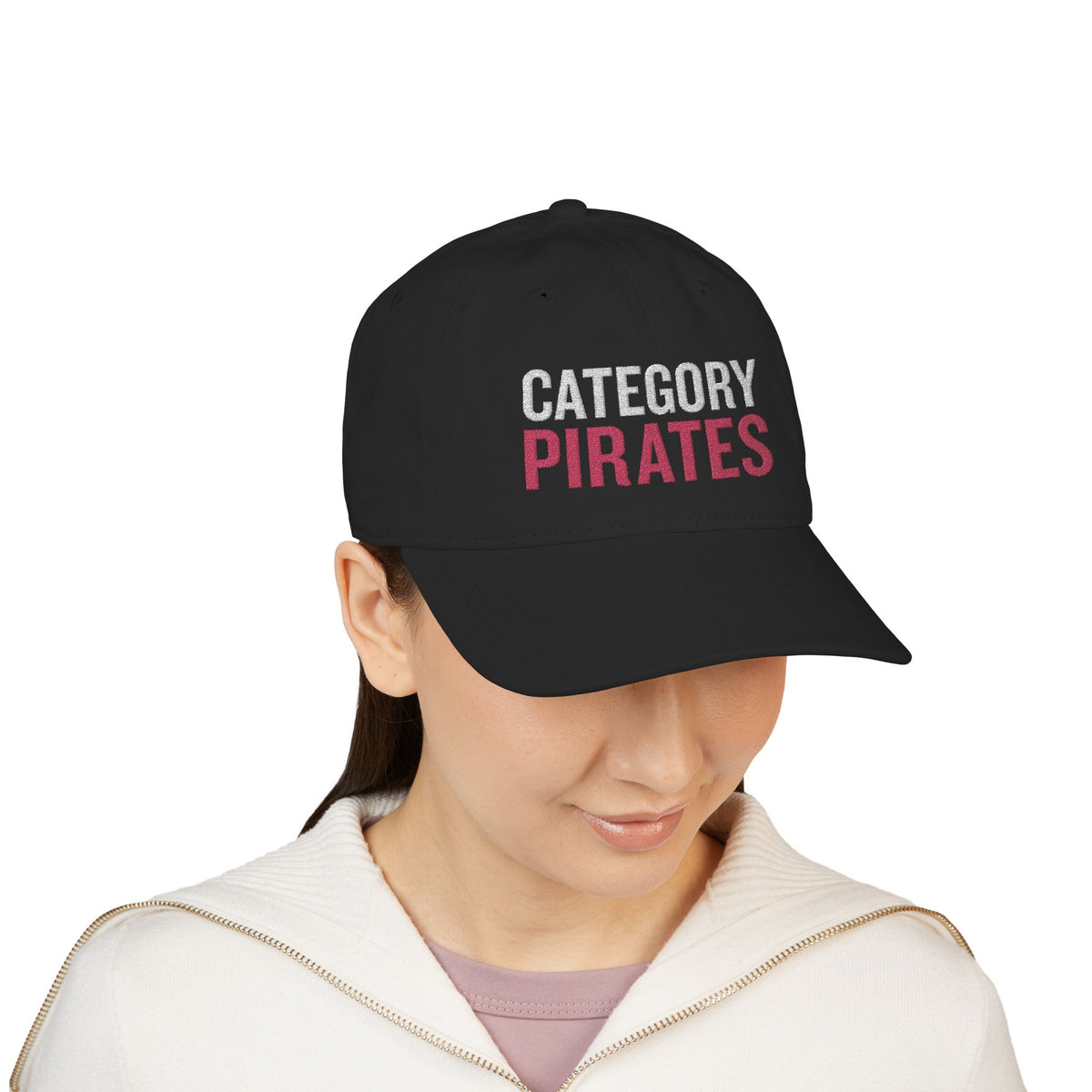 Pirate Skull Baseball Cap – Embroidered "Category Pirates" Organic Hat