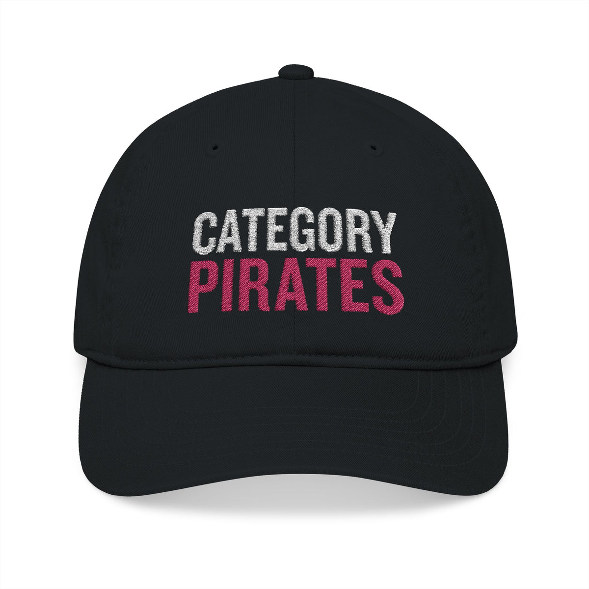 Pirate Skull Baseball Cap – Embroidered "Category Pirates" Organic Hat